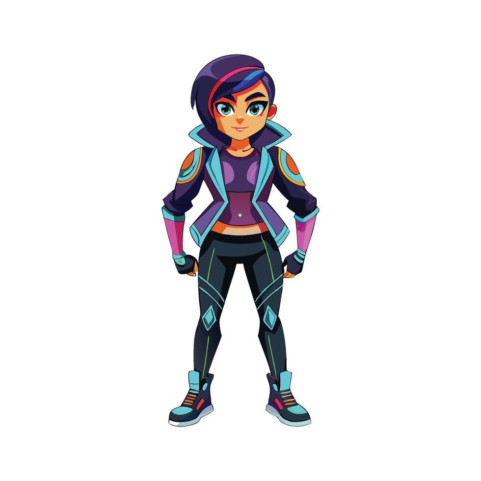 Chic Futuristic Street Fashion Model vector