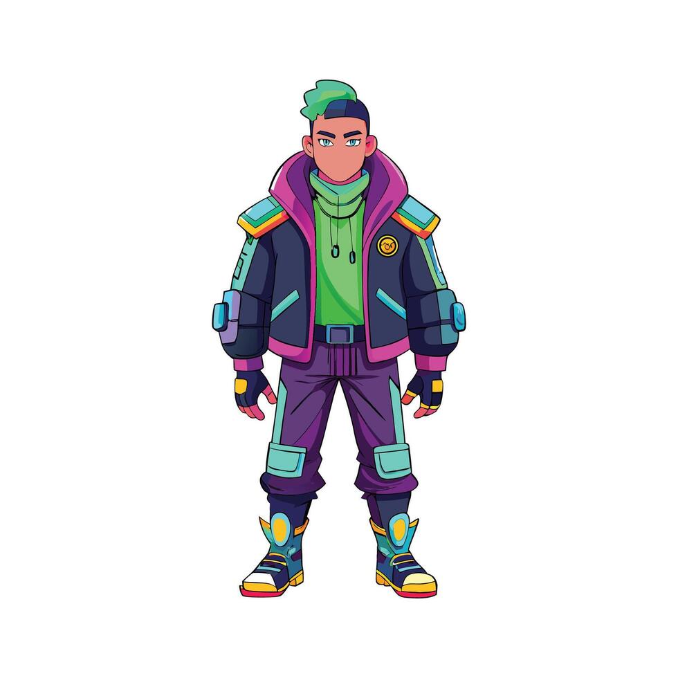 Chic Futuristic Techwear Model vector