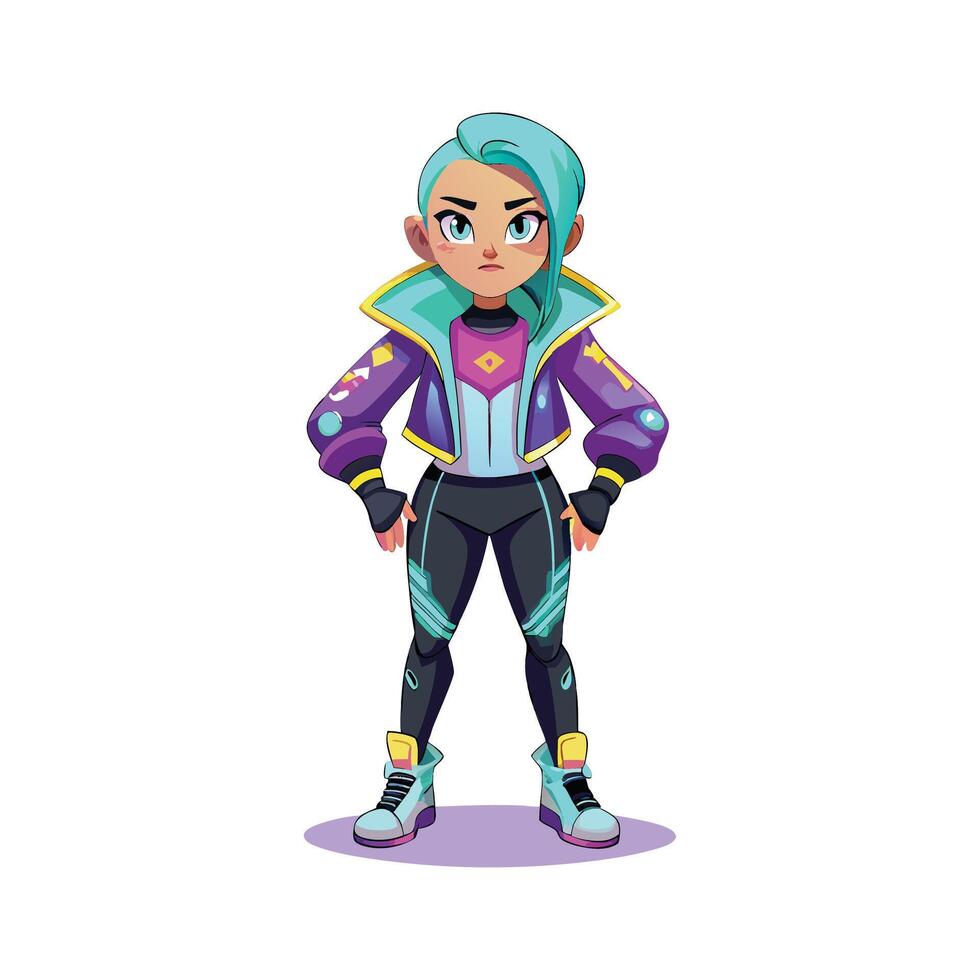 Elegant Futuristic Street Fashion Model vector
