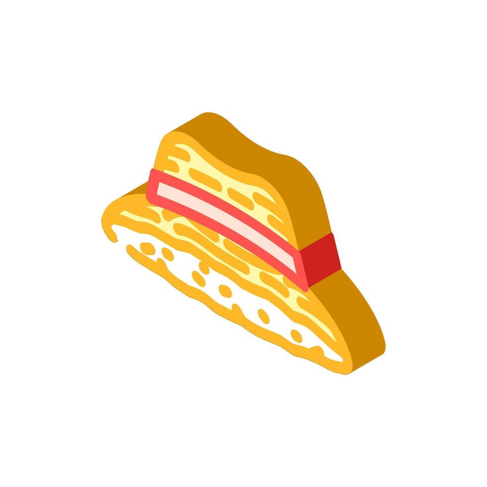 straw hat redneck isometric icon illustration vector