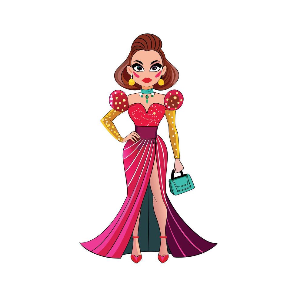Elegant Glamorous Fashion Gala Model vector
