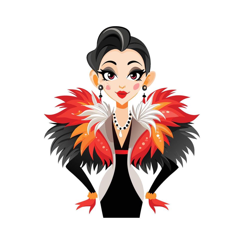 Trendy Glamorous Feathered Jacket Fashion Model vector