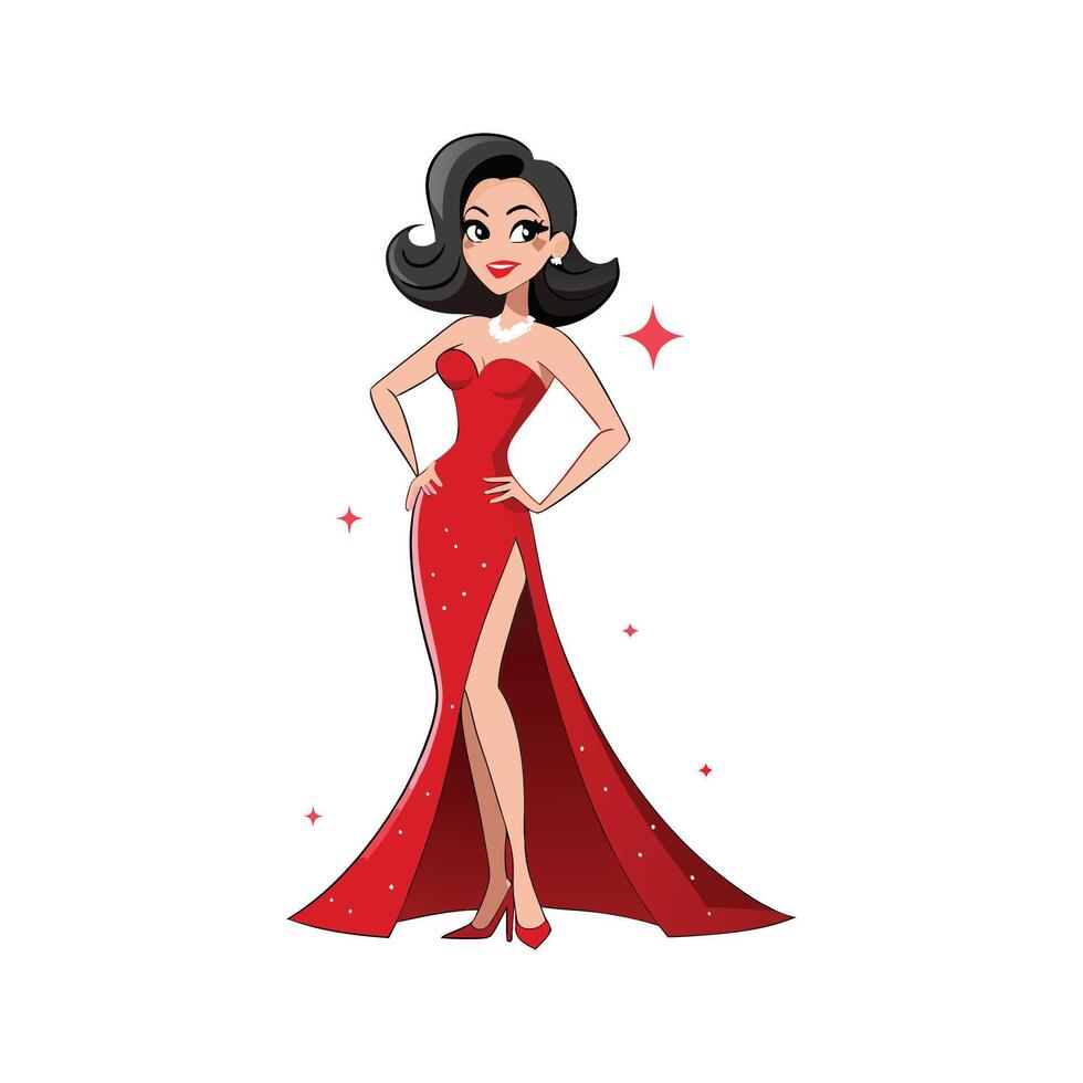 Stylish Glamorous Red Carpet Fashion Model vector
