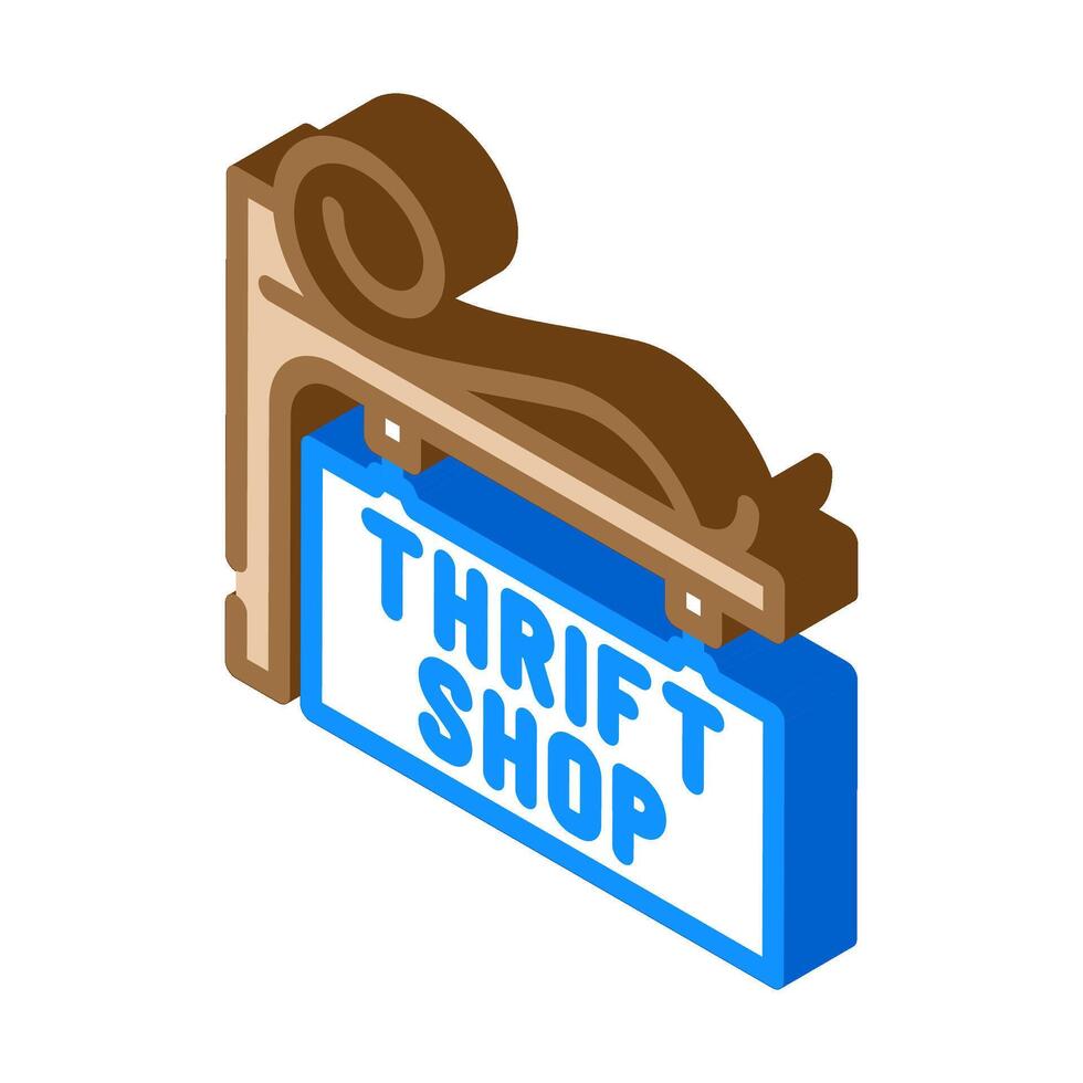 secondhand store sign thrift driven fashion isometric icon illustration vector