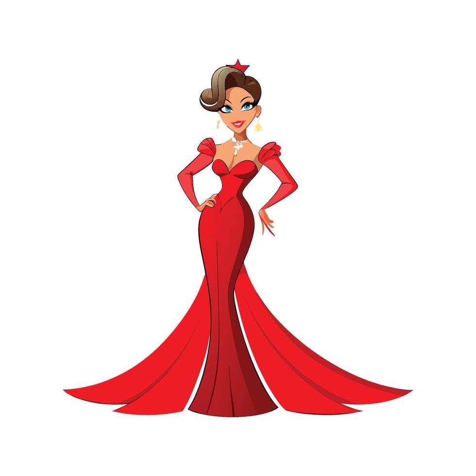 Trendy Glamorous Red Carpet Fashion Model vector