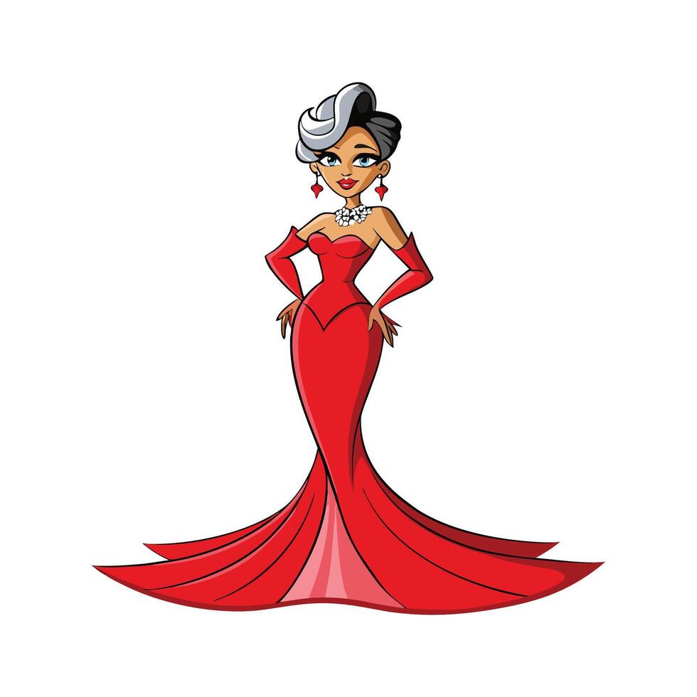 Chic Glamorous Red Carpet Fashion Model vector