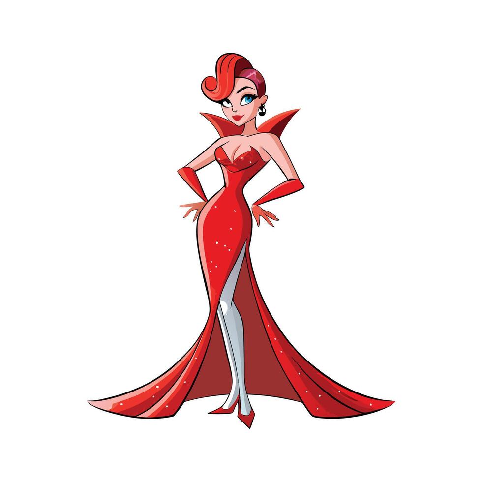 Chic Glamorous Red Carpet Model vector