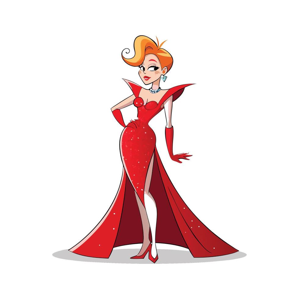 Vibrant Glamorous Red Carpet Model vector