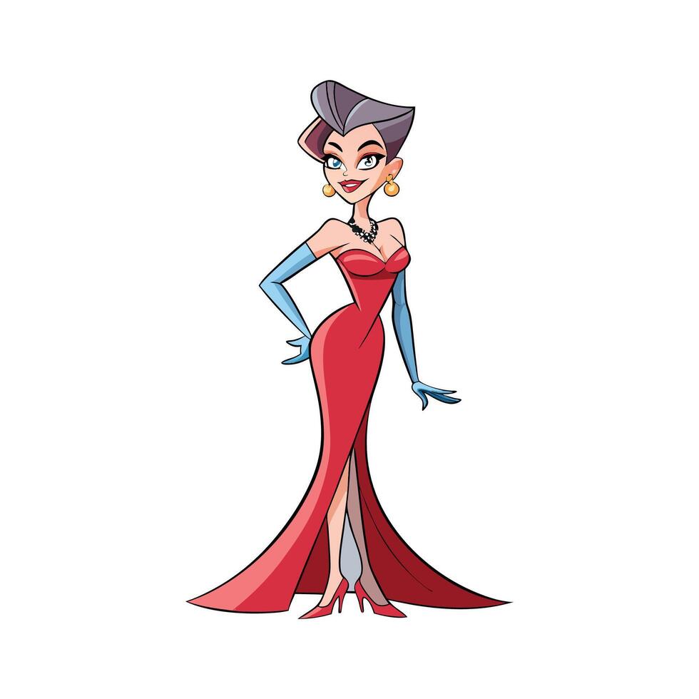 Elegant Glamorous Red Carpet Model Design vector