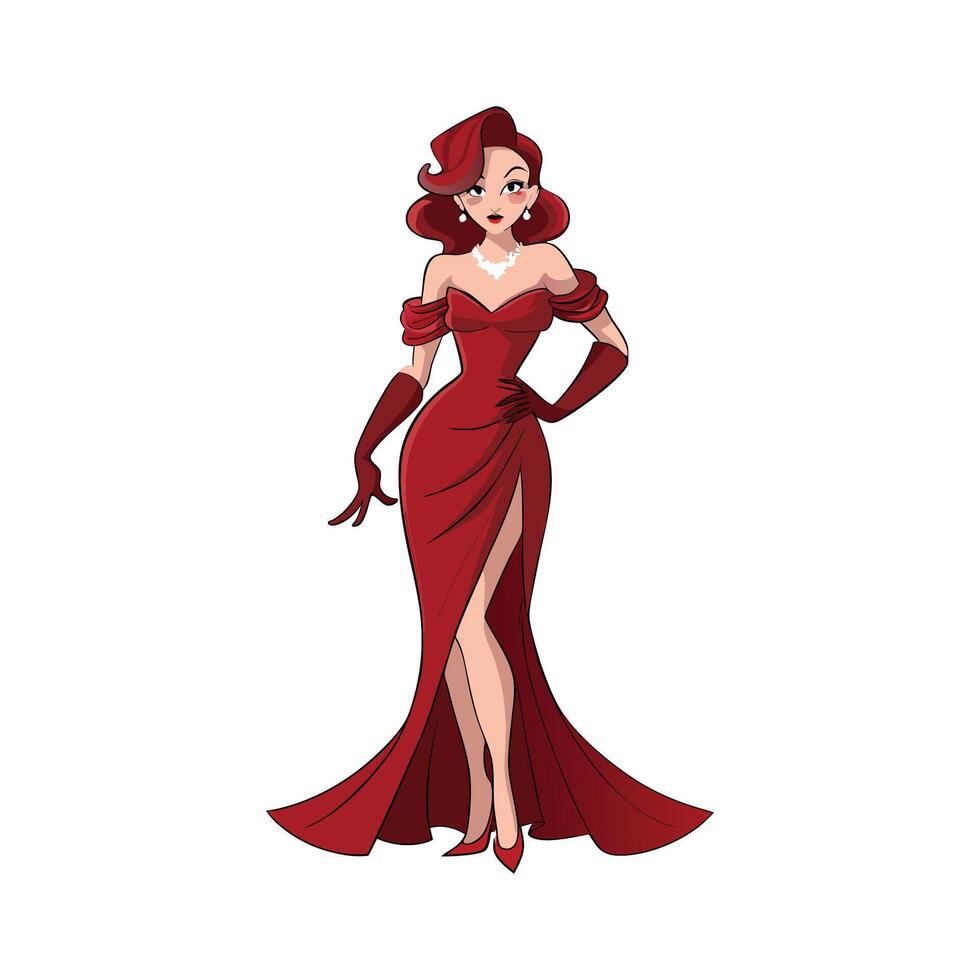 Elegant Glamorous Velvet Dress Fashion Model vector