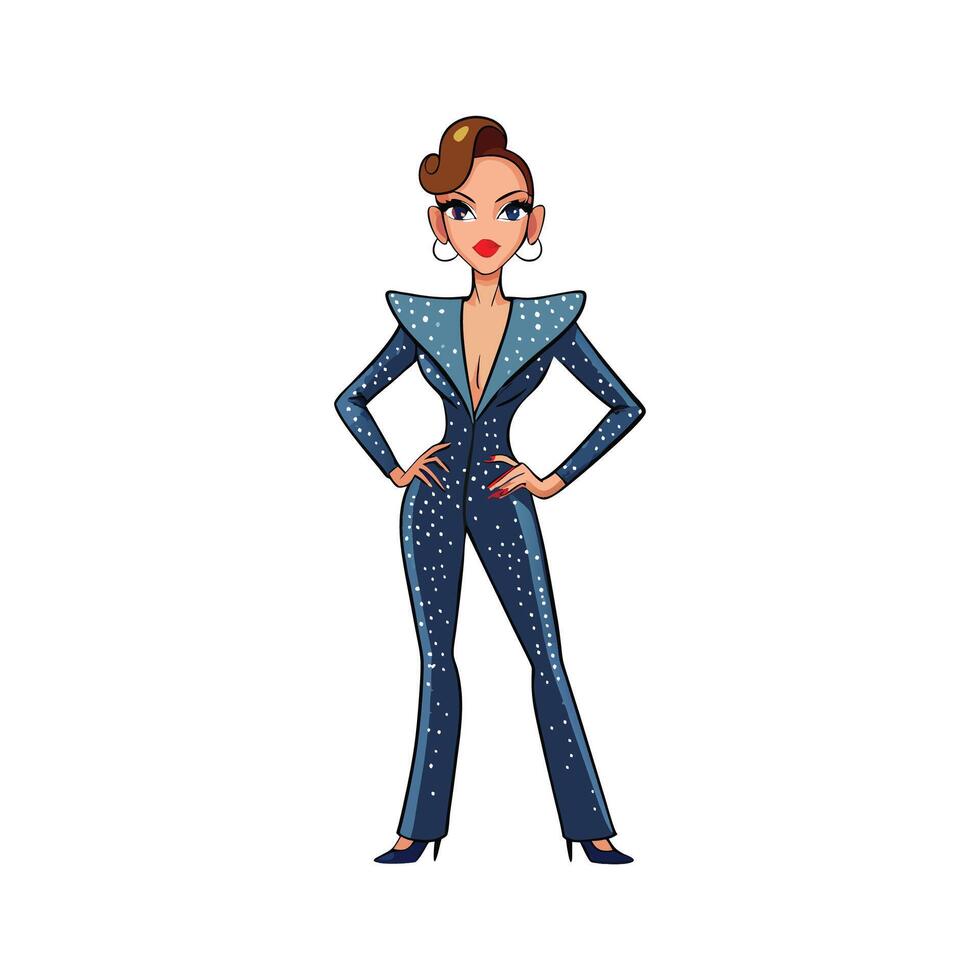 Trendy Glamorous Sparkling Jumpsuit Fashion Model vector