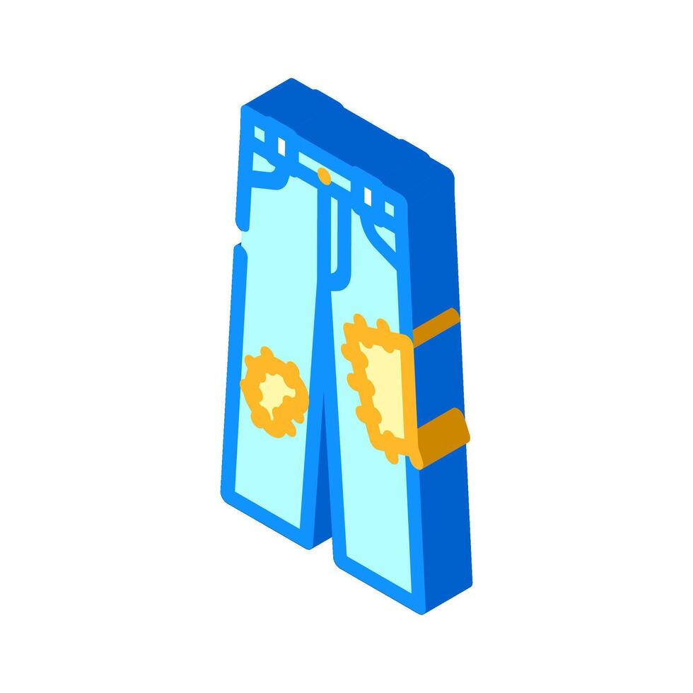 jeans patches thrift driven fashion isometric icon illustration vector