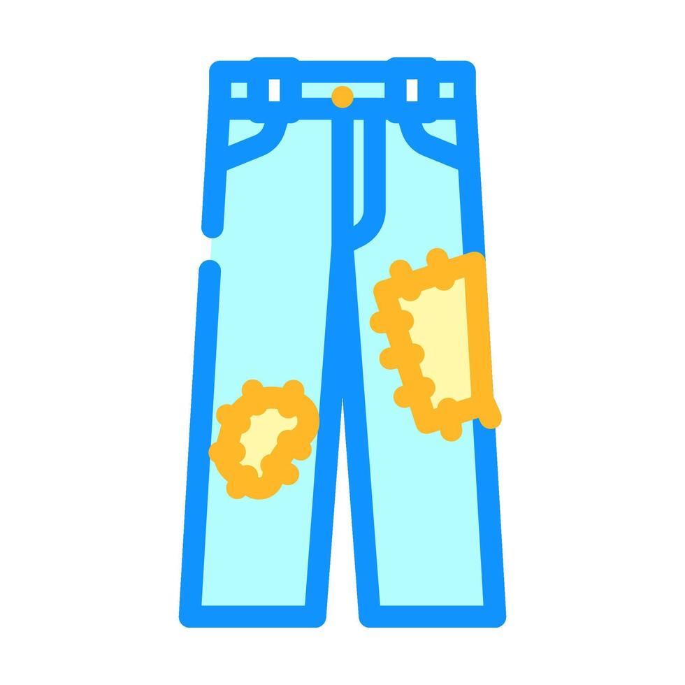 jeans patches thrift driven fashion color icon illustration vector
