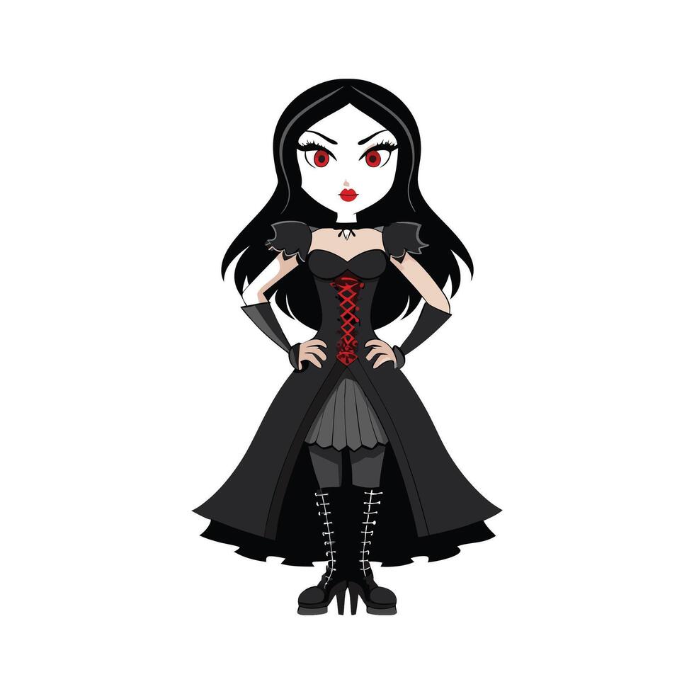 Chic Gothic Fashion Model vector