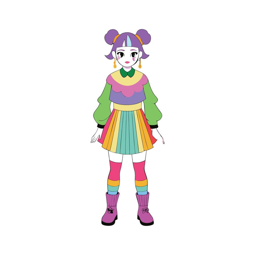 Chic Harajuku Street Style Model vector