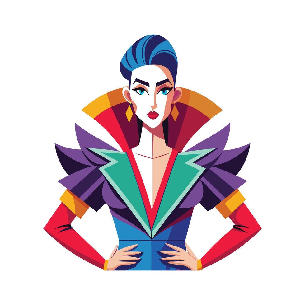 Chic High Fashion Editorial Model vector