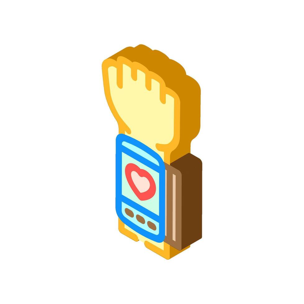 blood pressure tracker display wearable fitness isometric icon illustration vector