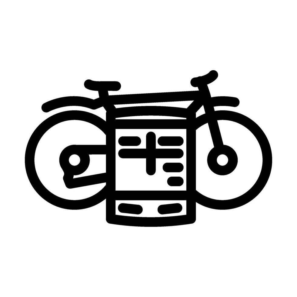 cycling tracker fitness technology line icon illustration vector