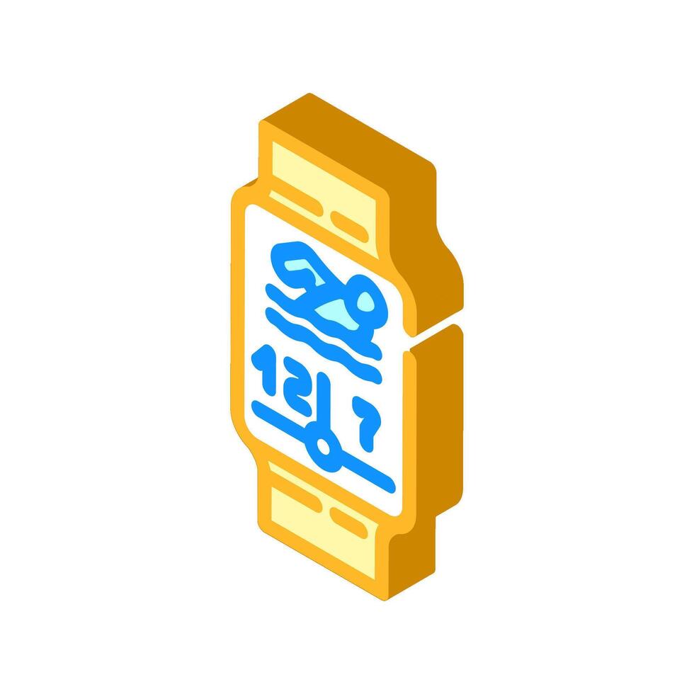 swimming fitness tracker display fitness technology isometric icon illustration vector