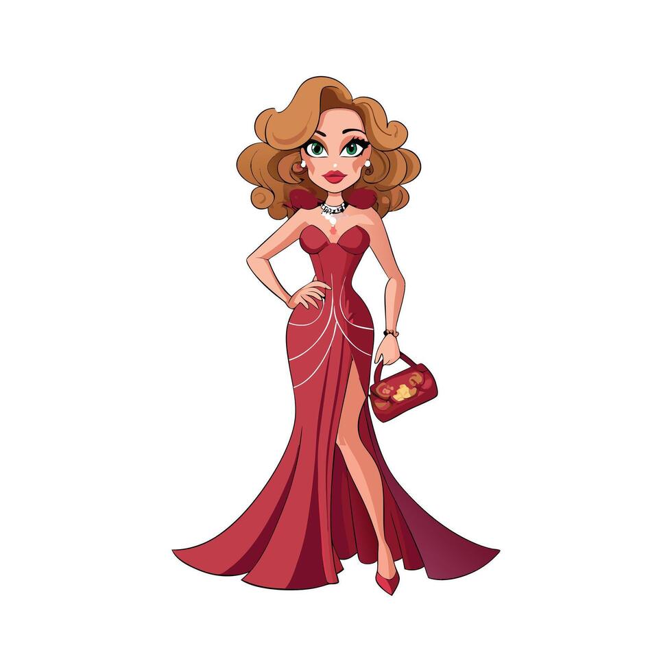 Chic Luxurious Evening Gown Fashion Model vector