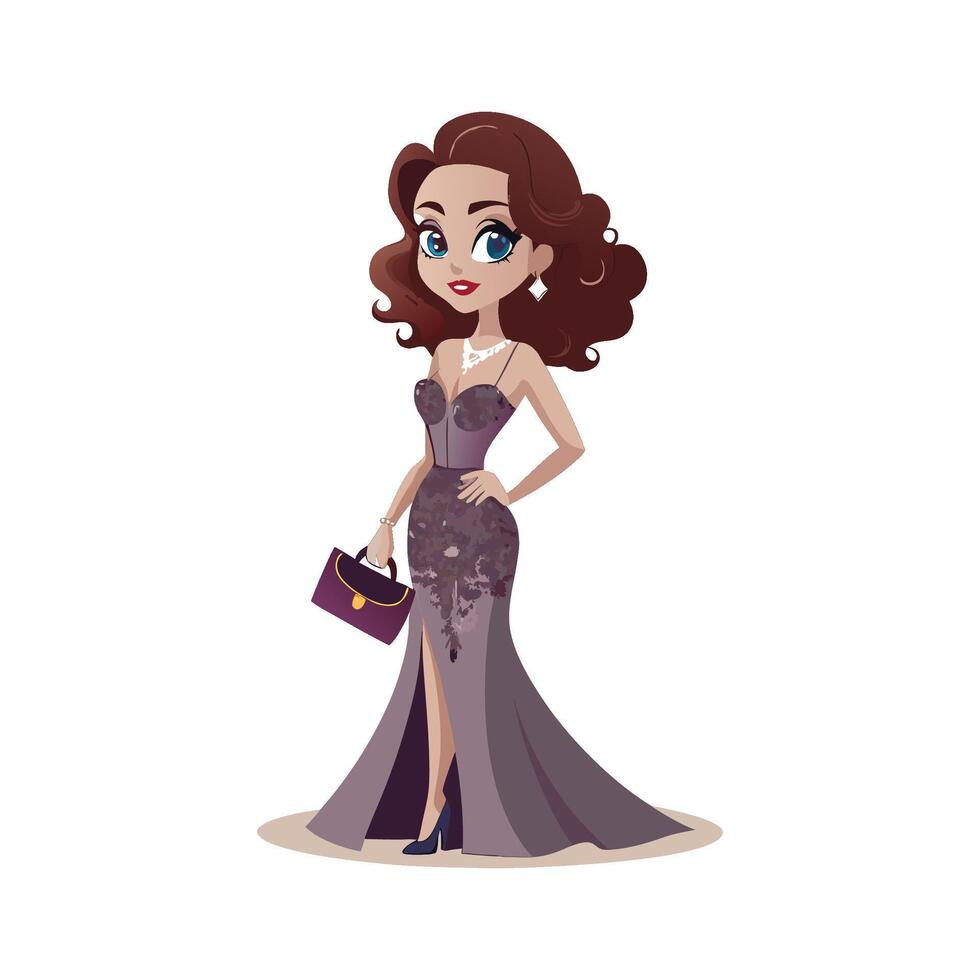 Bold Luxurious Evening Gown Fashion Model vector