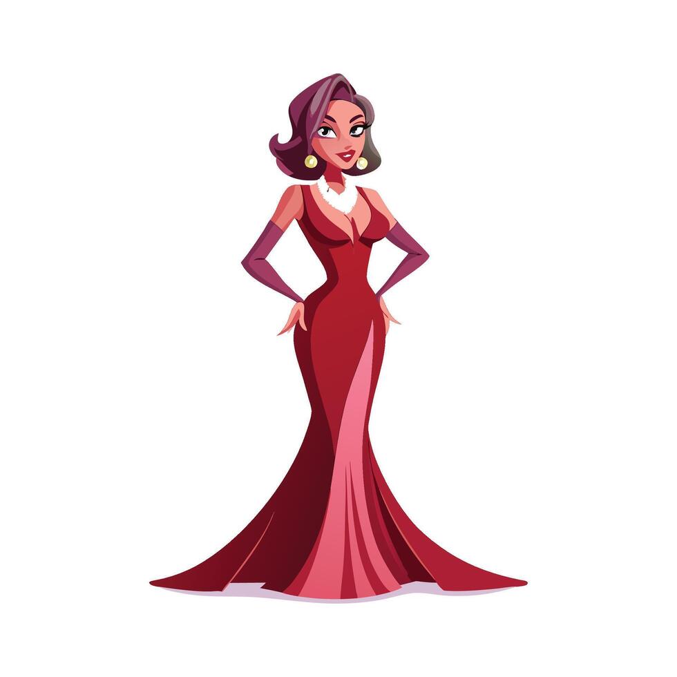 Stylish Luxury Evening Gown Fashion Model vector