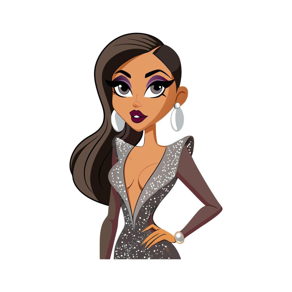 Bold Luxury Evening Sequin Dress Fashion Model vector