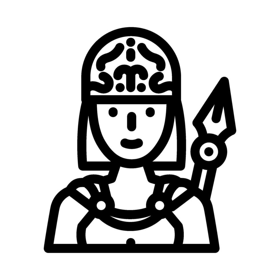 athena greek god mythology line icon illustration vector