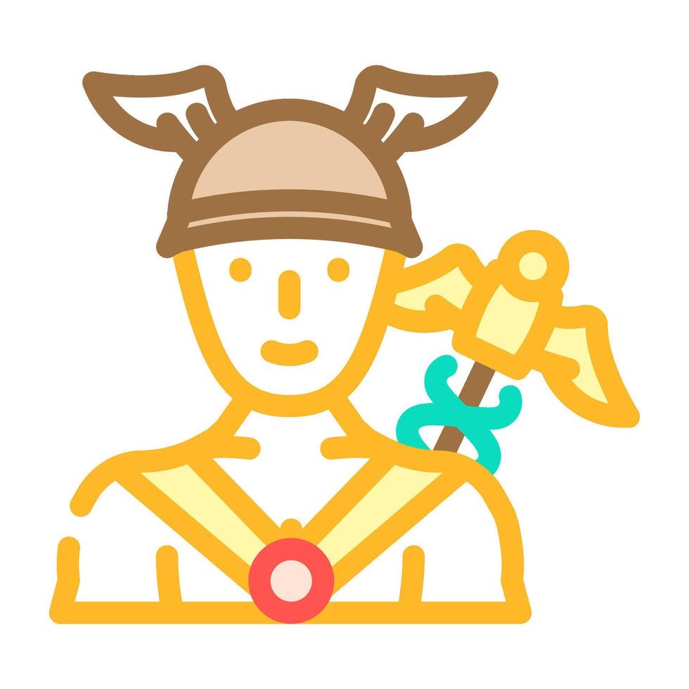 hermes greek god mythology color icon illustration vector