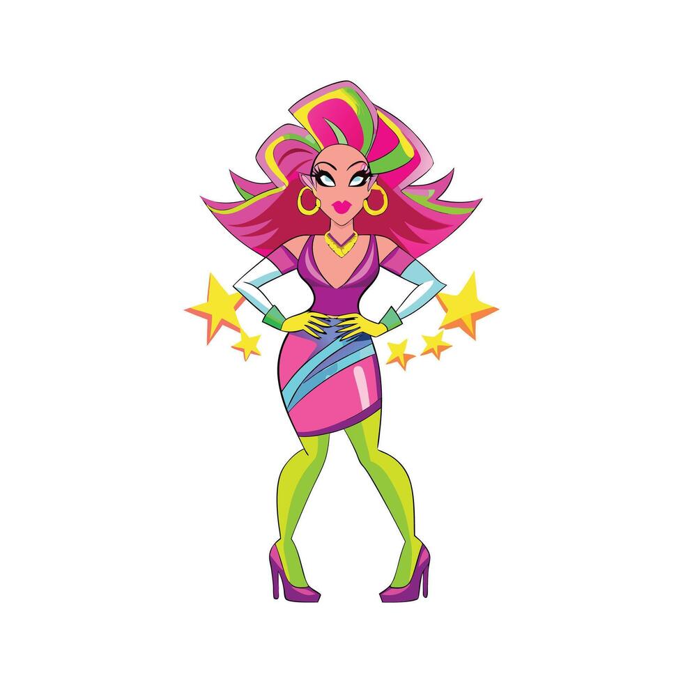 Trendy Neon Club Fashion Model 2 vector