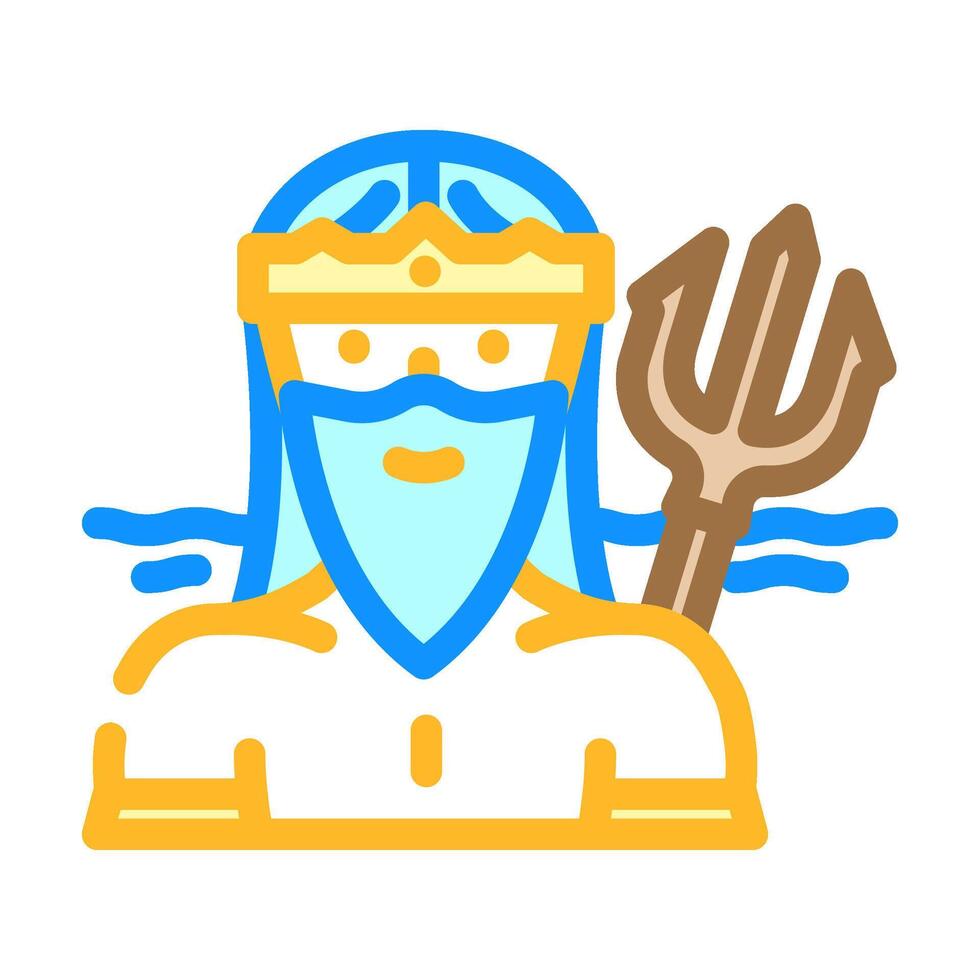 poseidon greek god mythology color icon illustration vector