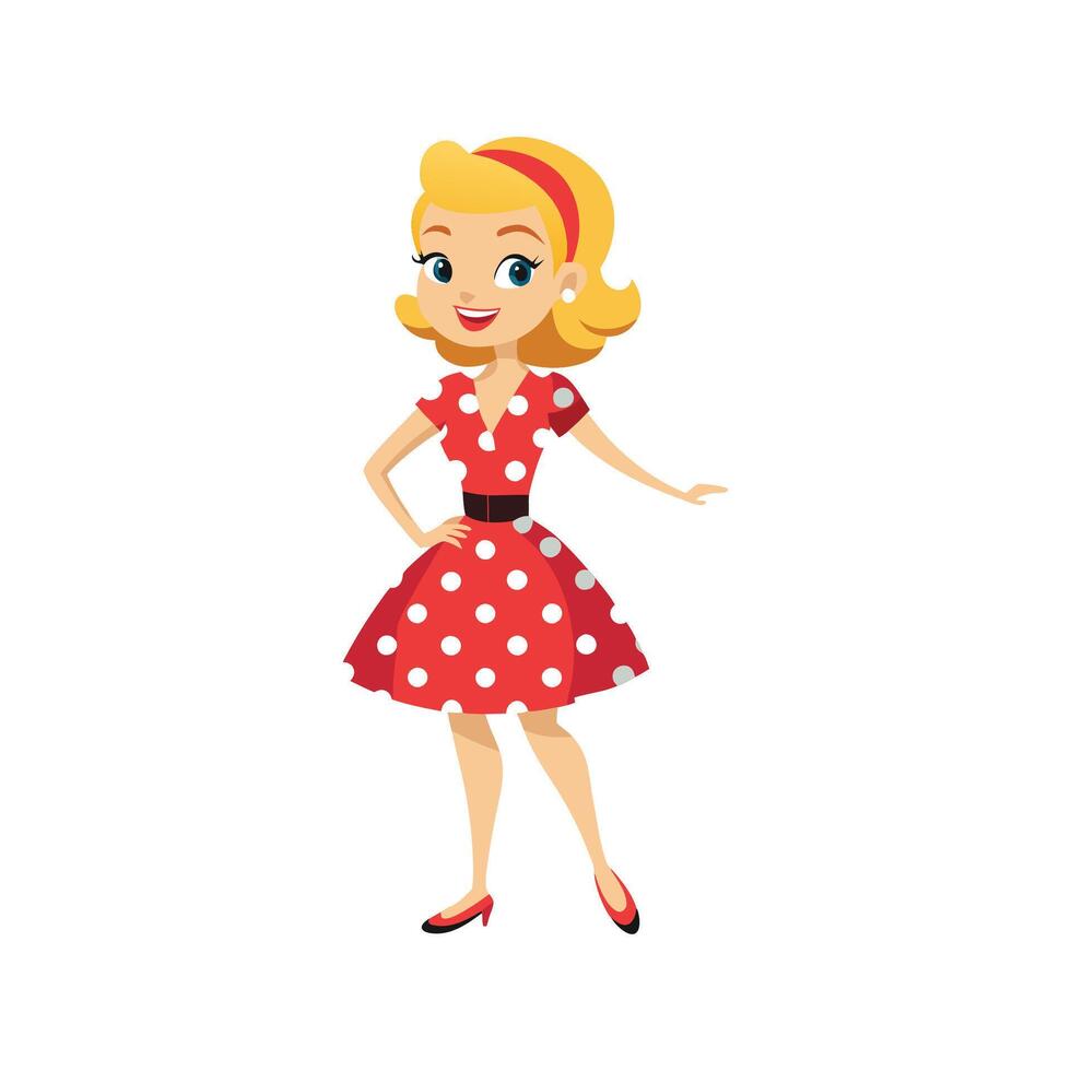Bold Playful Polka Dot Dress Model 3 vector