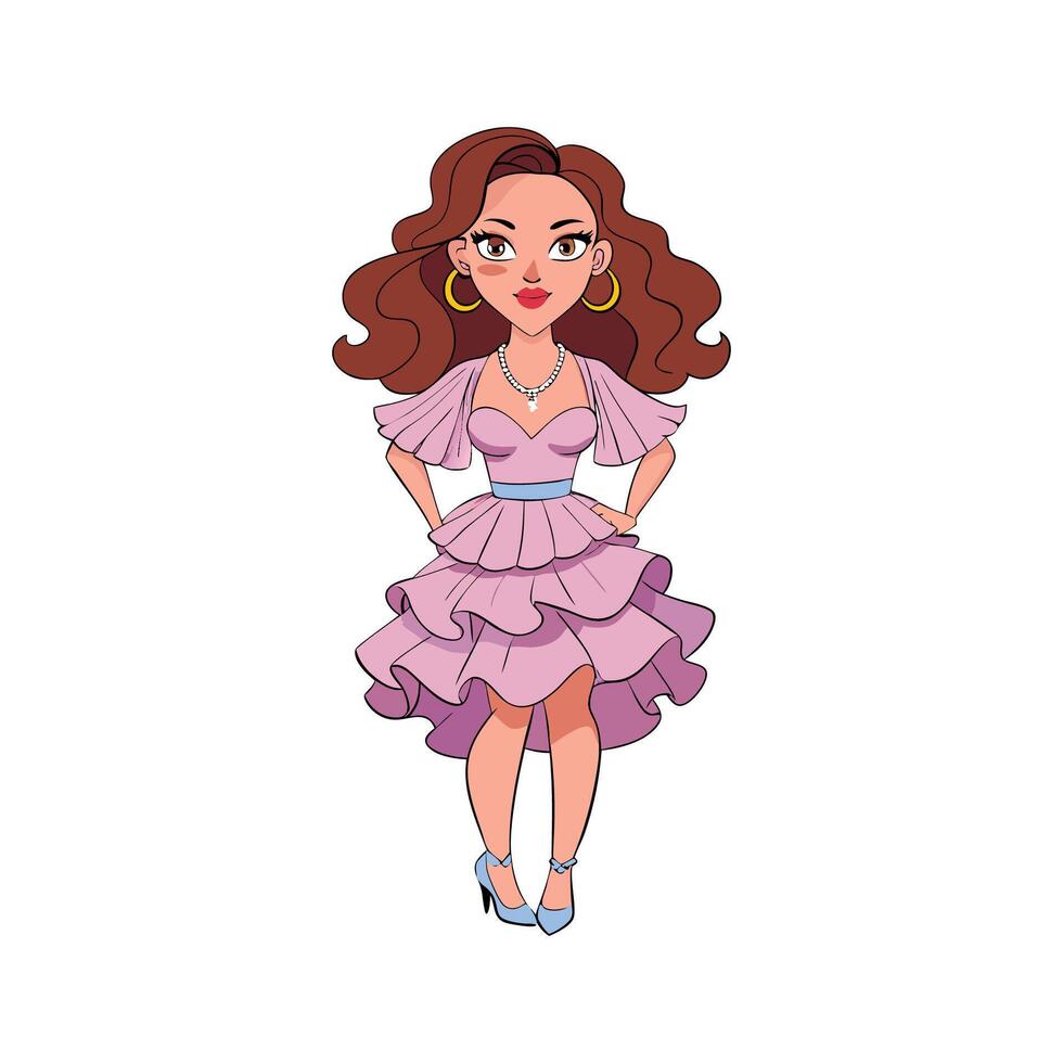 Stylish Playful Ruffled Dress Model 2 vector