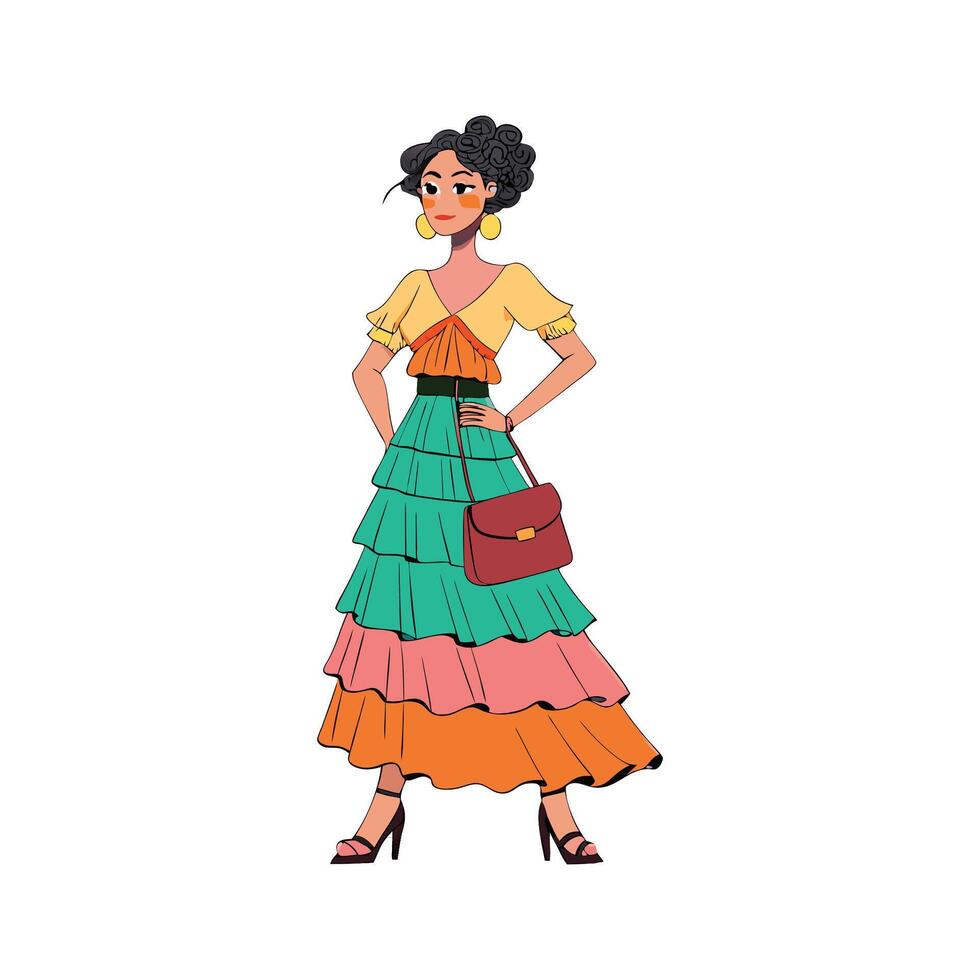 Chic Playful Tiered Skirt Model vector