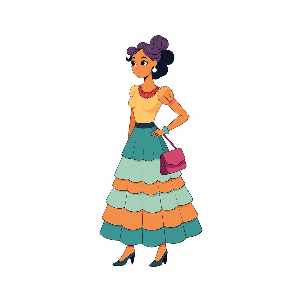 Bold Playful Tiered Skirt Model 2 vector