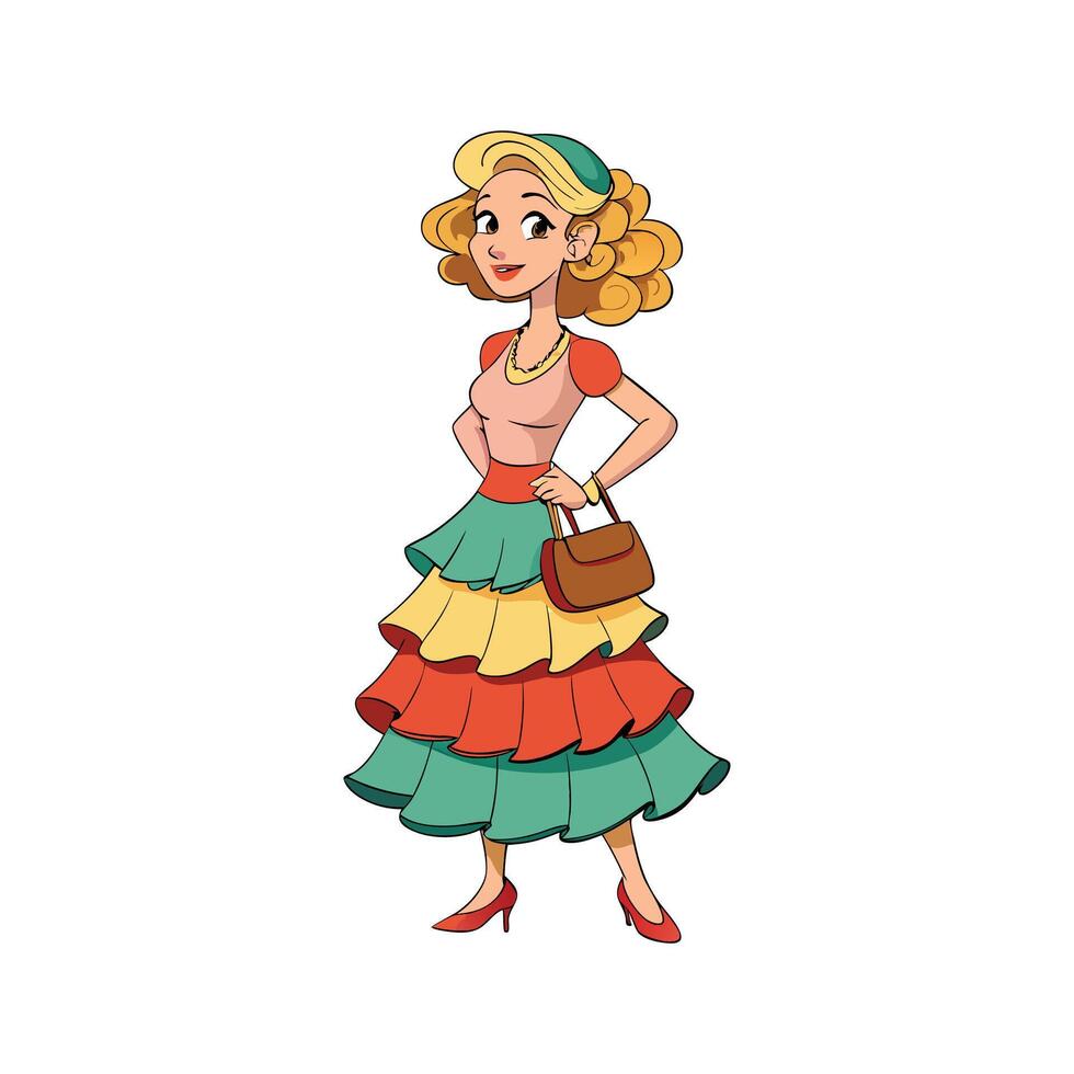Elegant Playful Tiered Skirt Model 3 vector
