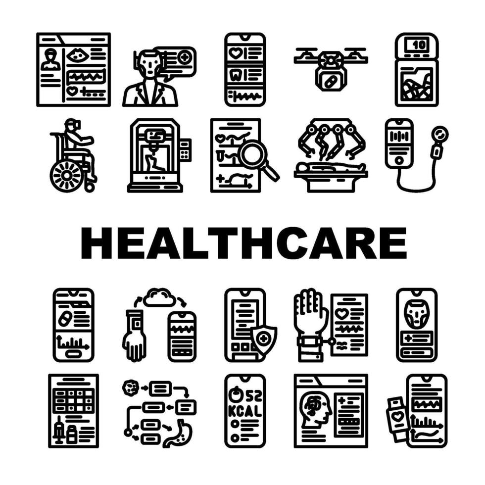 healthcare innovations icons vector