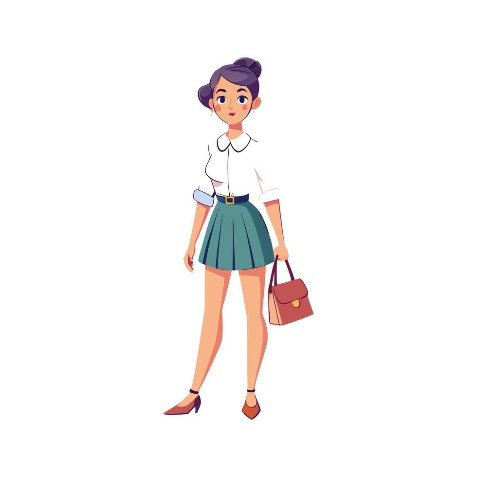 Chic Preppy Pleated Shorts Model vector