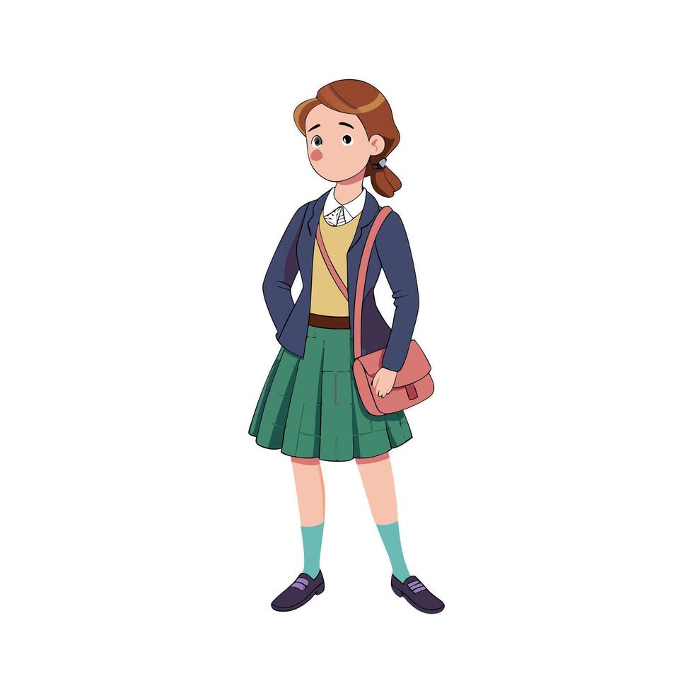 Trendy Preppy Plaid Skirt Model 1 vector