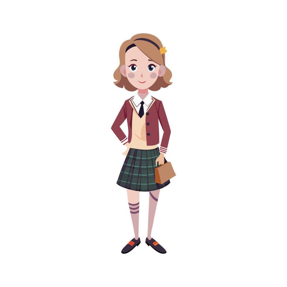 Trendy Preppy Plaid Skirt Model 1. vector