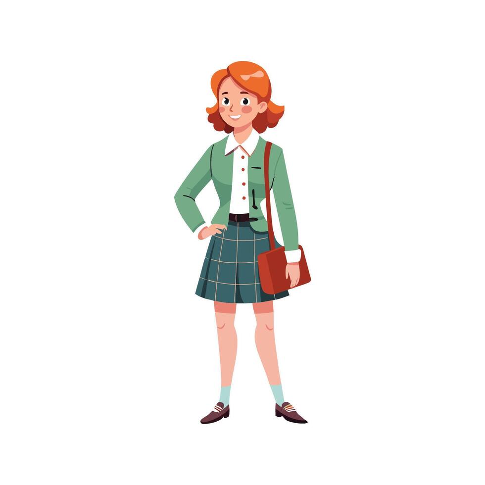 Elegant Preppy Plaid Skirt Model 3 vector