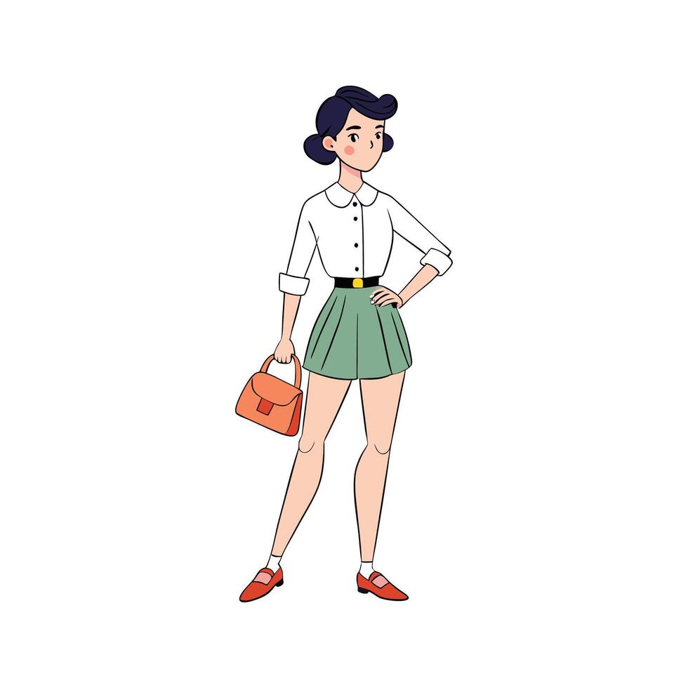 Bold Preppy Pleated Shorts Model 3 vector