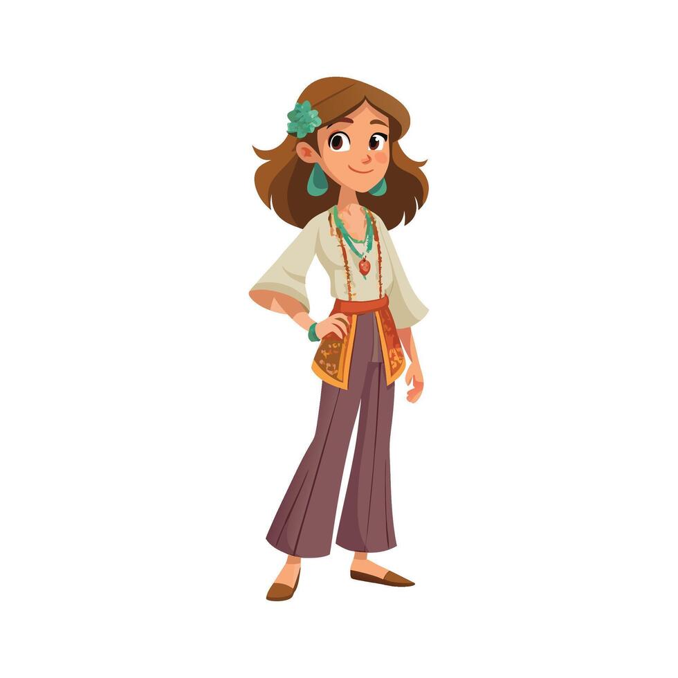 Bold Relaxed Bohemian Day Look Model 1 vector