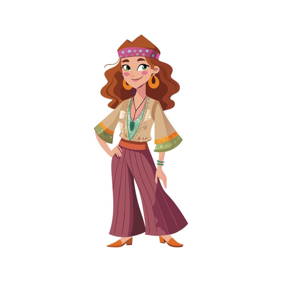 Trendy Relaxed Bohemian Day Look Model 2 vector