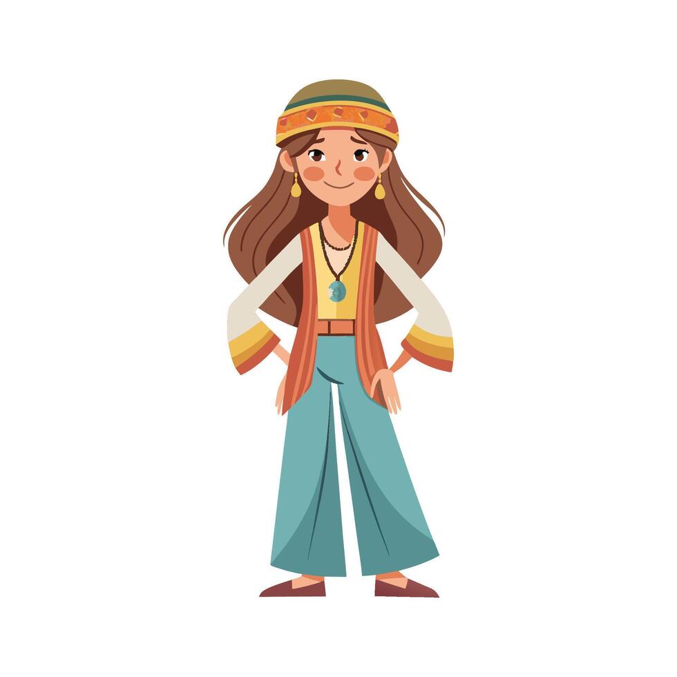 Trendy Relaxed Bohemian Fashion Model 1 vector
