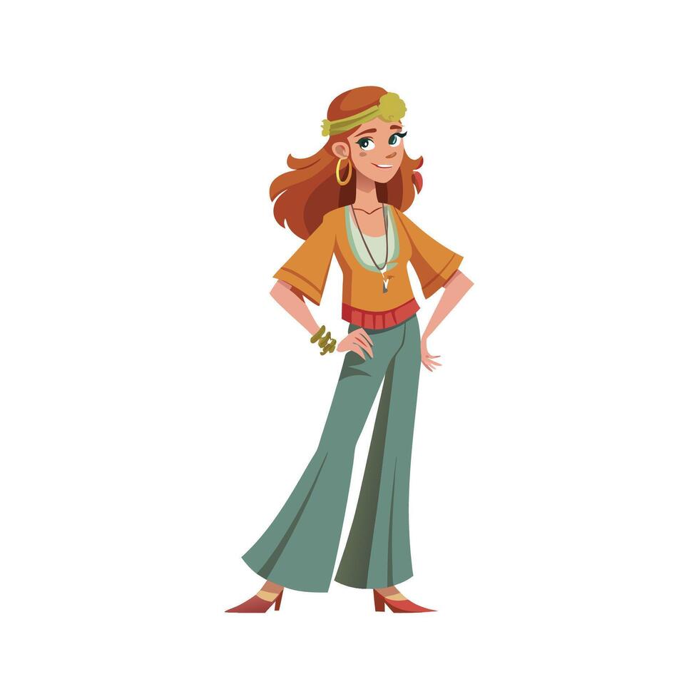 Chic Relaxed Bohemian Fashion Model vector
