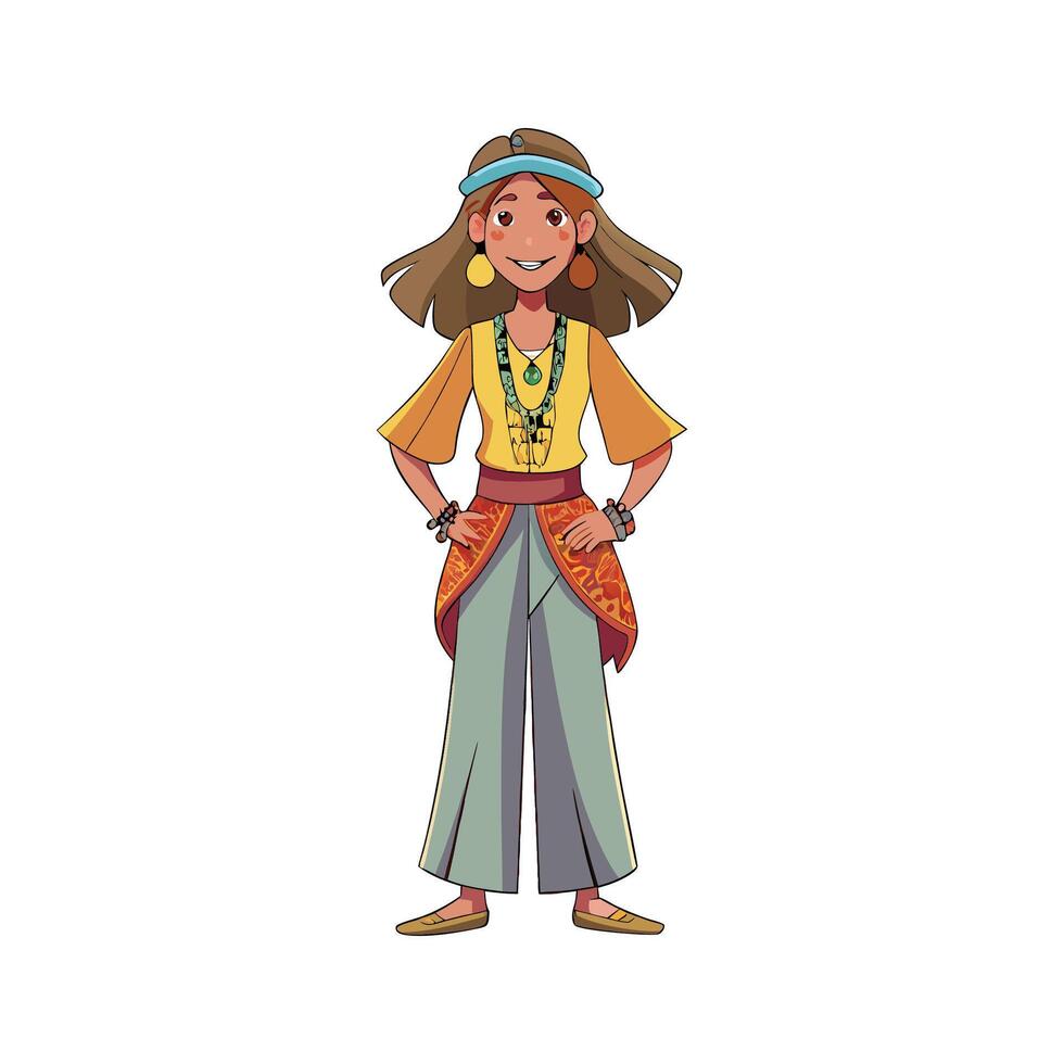 Vibrant Relaxed Bohemian Fashion Model 3 vector