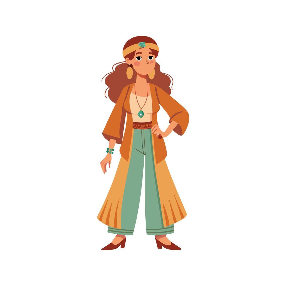 Bold Relaxed Bohemian Fashion Model 2 vector