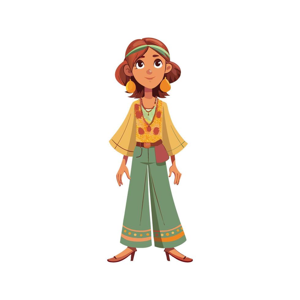 Elegant Relaxed Bohemian Day Look Model 3 vector
