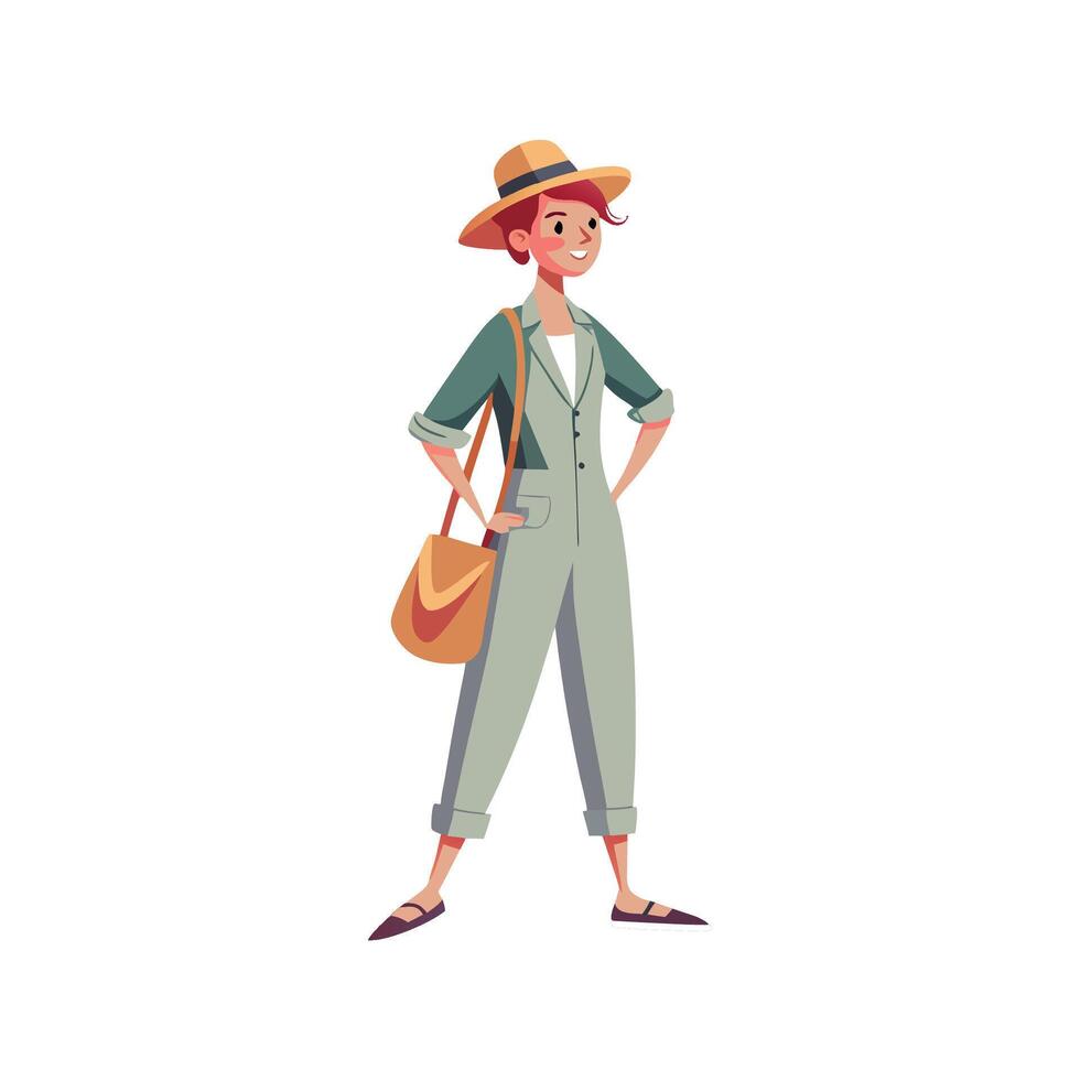 Bold Relaxed Jumpsuit Fashion Model 2 vector